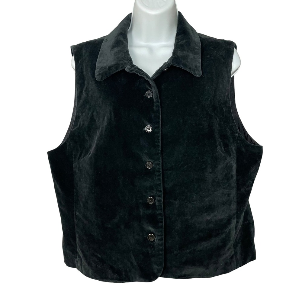 Pendleton Vest Velvet Women Vintage 90s Petite Black Collar Button Up Sleeveless